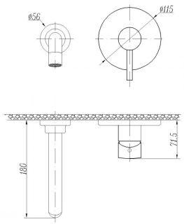 Встраиваемый смеситель для раковины ABBER Wasser Kreis AF8112B чёрный матовый